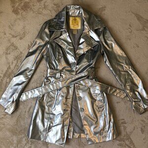 Vintage Wet Seal silver metallic rain trench coat